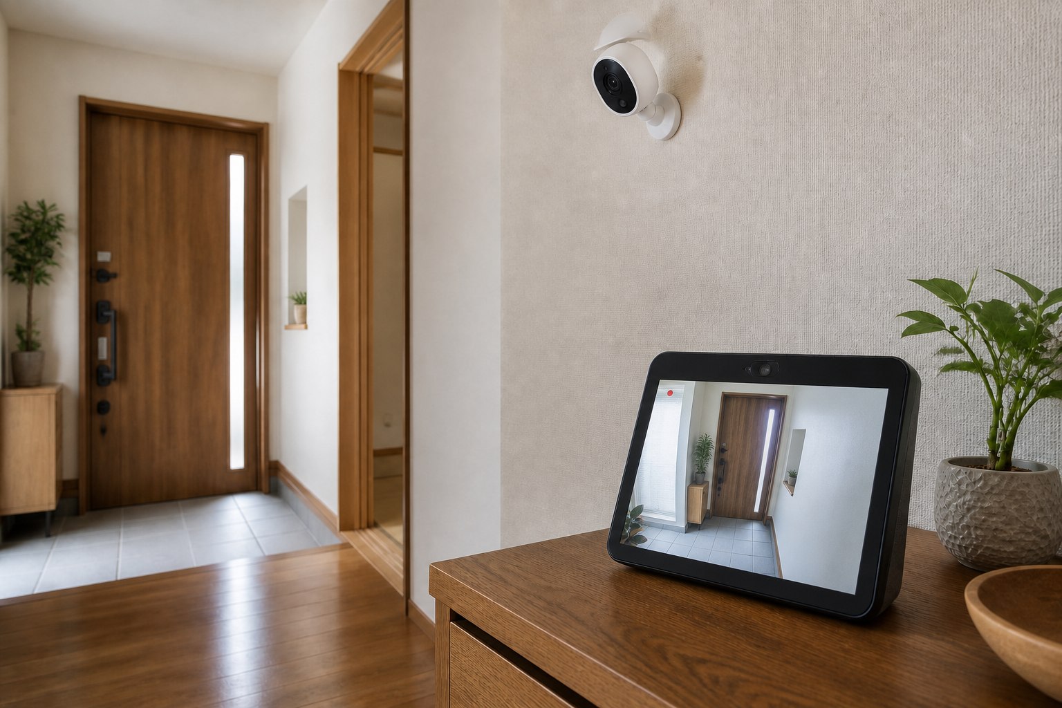 Echo Showに玄関の防犯カメラ映像を表示した状態